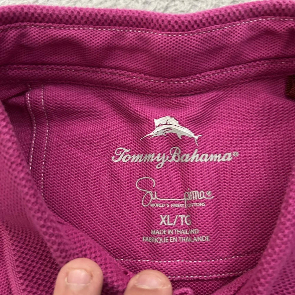 Tommy Bahama Shirt Mens Extra Large Pink Purple Polo Supima Cotton Polyester - Picture 5 of 10